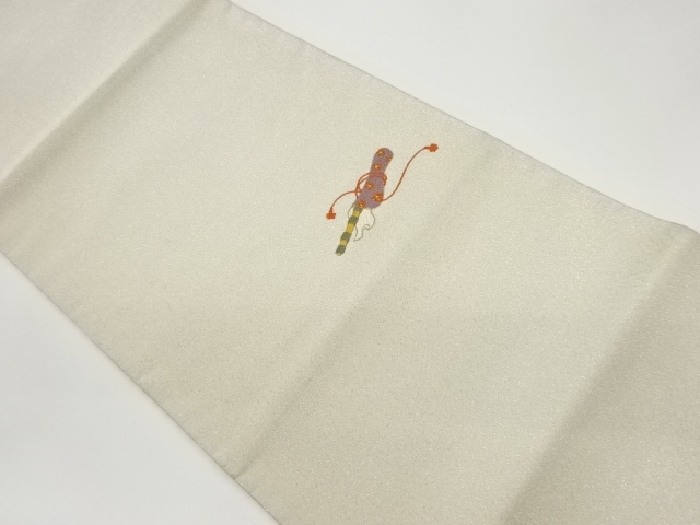 笛模様織出し袋帯